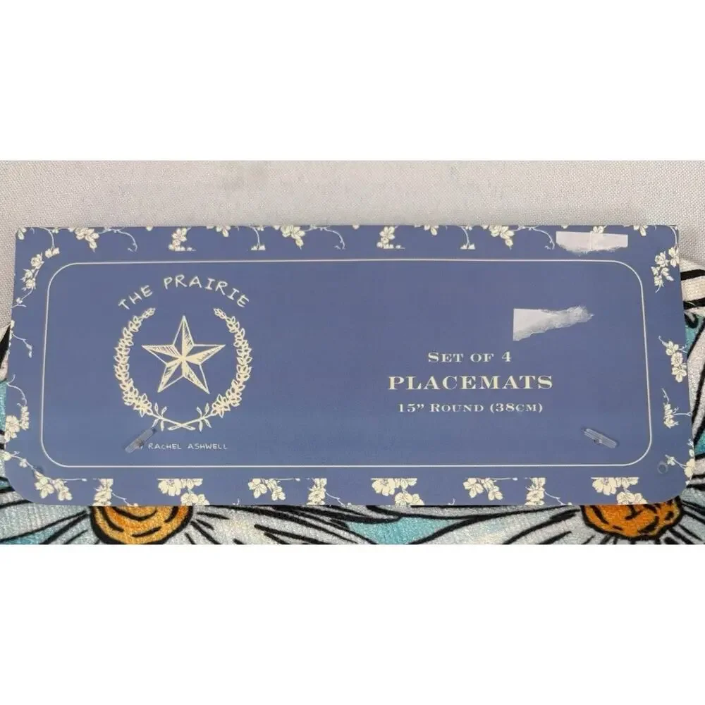 Rachel Ashwell The Prairie Daisy Placemats Set 4 Round Teal Floral